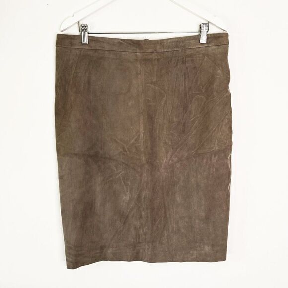 Escada Light Brown Goat Leather Knee Length Skirt - Picture 1 of 7